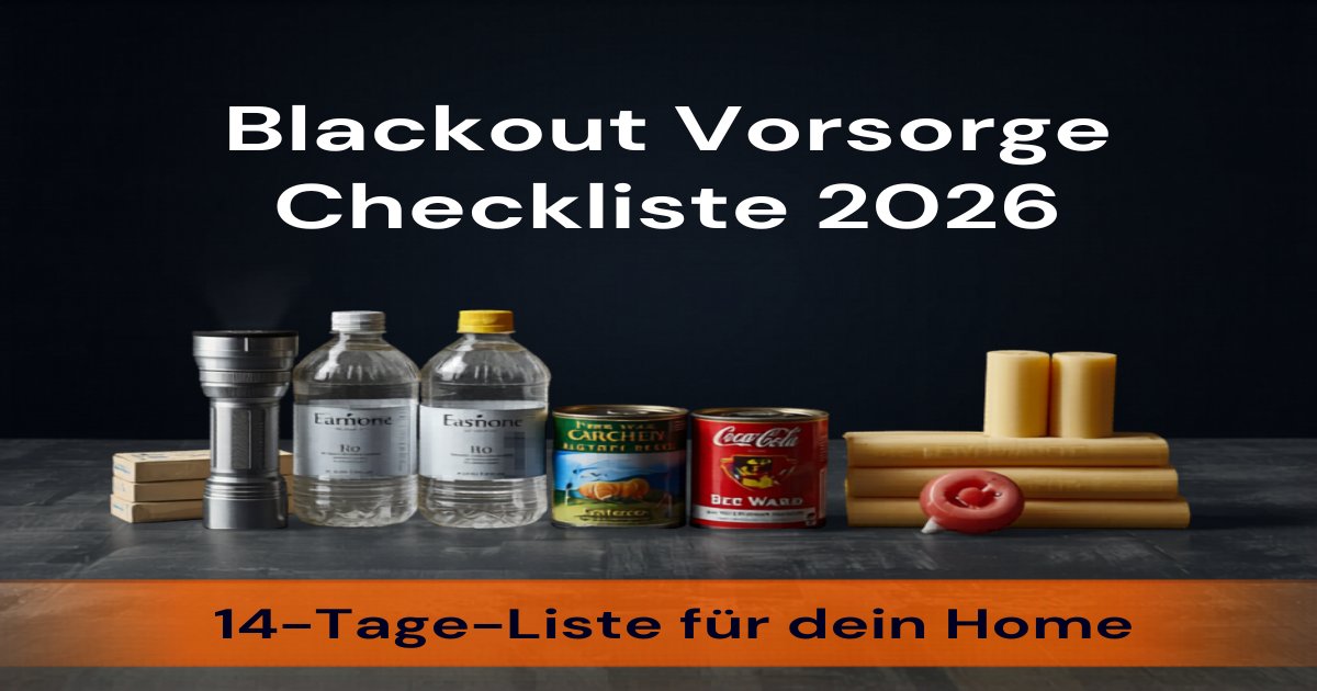 Blackout Vorsorge Checkliste 2026 – Notfallvorräte für 14 Tage im Überblick
