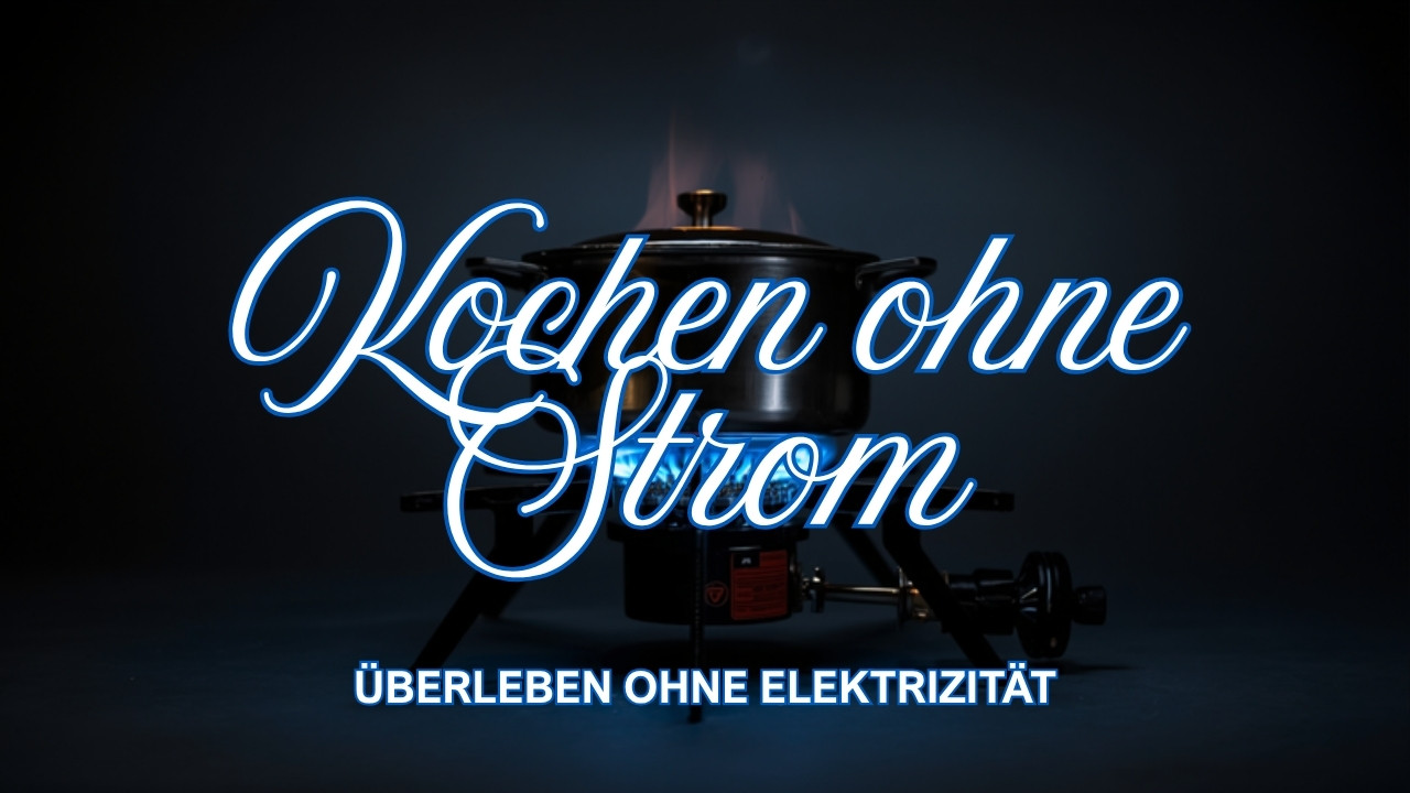 Kochen ohne Strom im Blackout — Campingkocher mit blauer Flamme