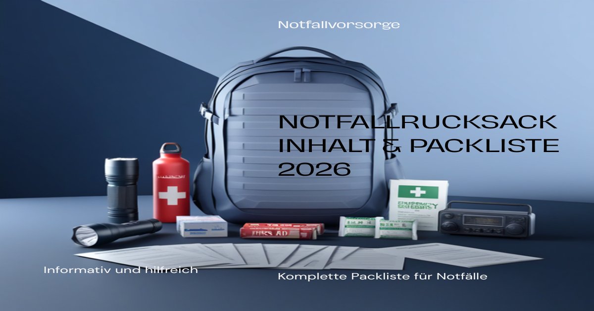 Notfallrucksack Inhalt und Packliste 2026 – komplette Ausrüstung für 72 Stunden